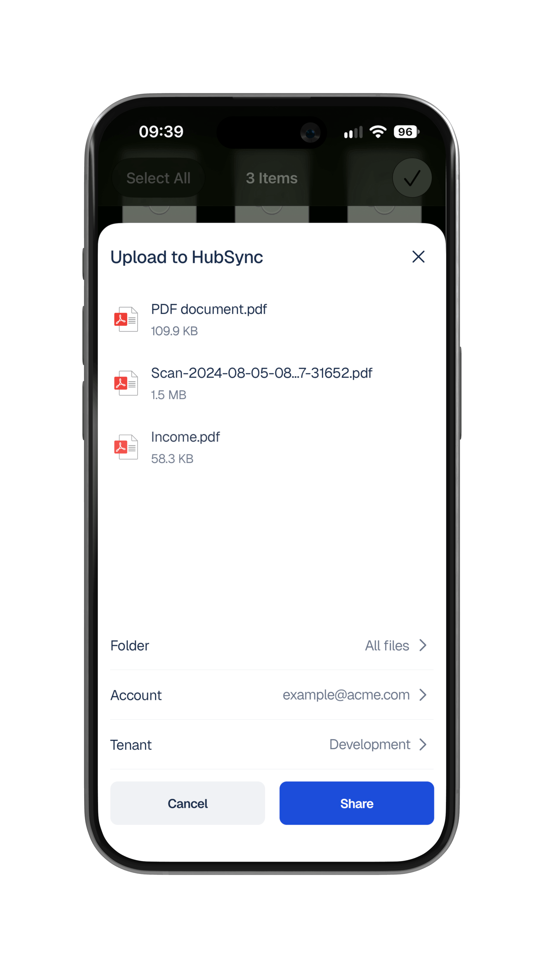 Upload documents to HubSync
